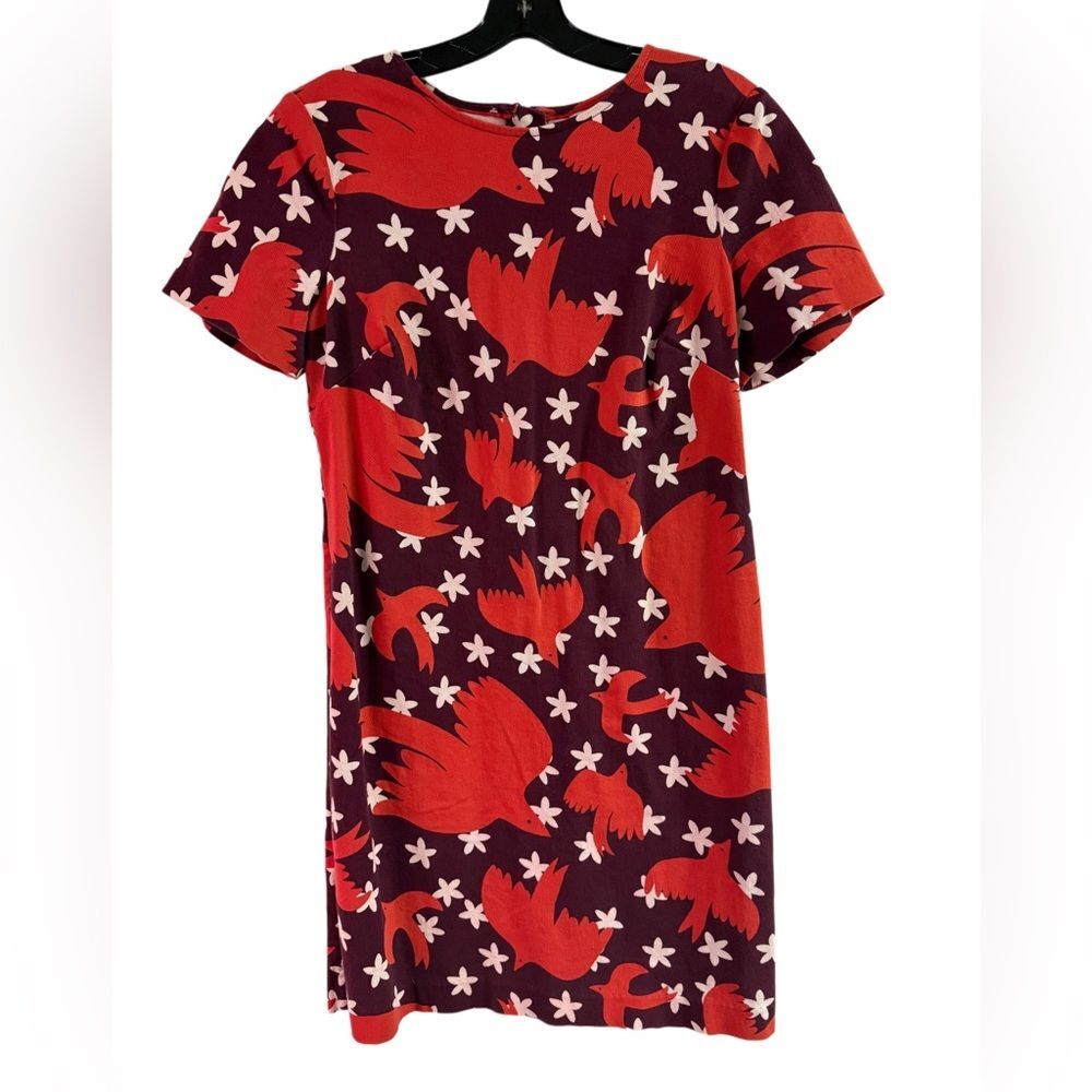 Boden Bird Print Shift Dress with Back Zipper Detail Size 6R